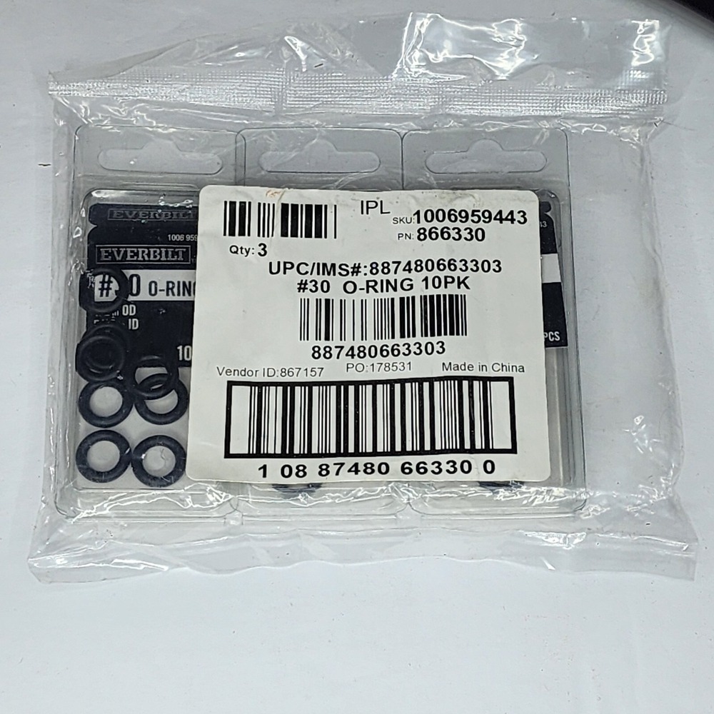 Everbilt #30 O-Ring 1/2 in OD 5/16 in ID 3 Packs 30 Pieces Total 866330 New